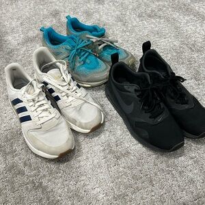 Lot of 3 Pairs of Shoes Nike, Adidas size 9.5 and 10